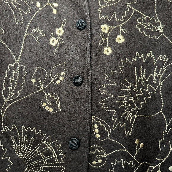 Carole Little Brown Wool Cardigan with Floral Embroidery - Picture 6 of 8